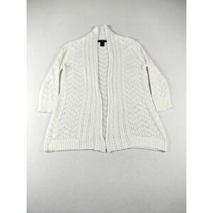 89th & Madison Cardigan Womens Small White Knit Open Front Cabincore Prairiecore